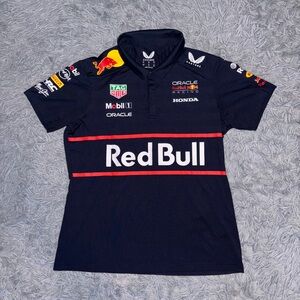 Oracle Women’s Red Bull Navy Blue Short Sleeve Racing Polo Shirt Size 8 Castore